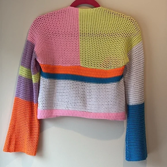 Knit Crop Top Emilyn Crochet Square Neck sweater - Picture 8 of 11